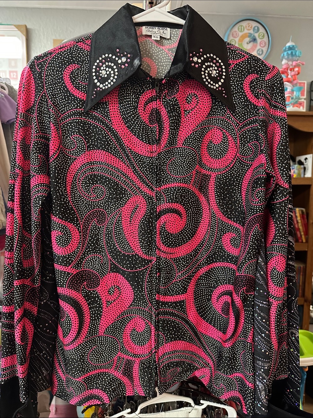 Vintage Robert Wayne Black & Hot Pink Swirl Western Button-Up Shirt
